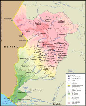 Mapa físico del Departamento de San Marcos