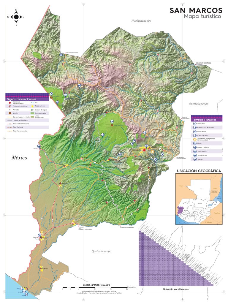 Mapa turistico del Departamento de San Marcos.