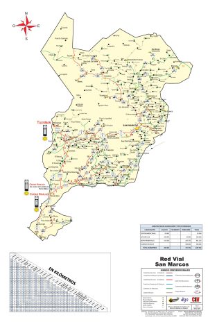 Mapa de carreteras del Departamento de San Marcos