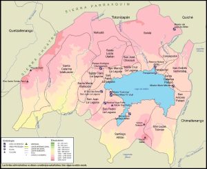 Mapa físico del Departamento de Sololá