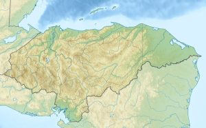 Mapa físico en blanco de Honduras.