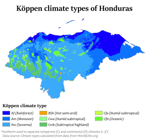 Mapa climático de Honduras