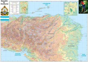 Mapa topográfico de Honduras.