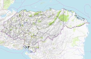 Mapa topográfico de la República de Honduras.