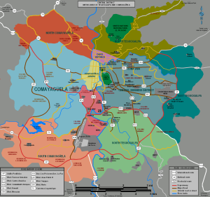 Área metropolitana de Tegucigalpa y Comayagüela en el municipio del Distrito Central.