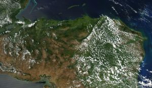 Imagen satelital de Honduras.