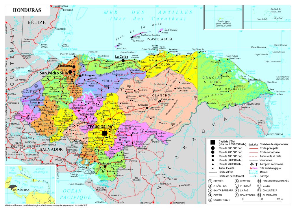 Mapa de Honduras.