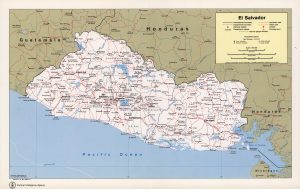 Mapa político de El Salvador de 1980.