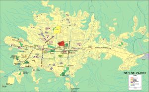 Plano de San Salvador capital de El Salvador.