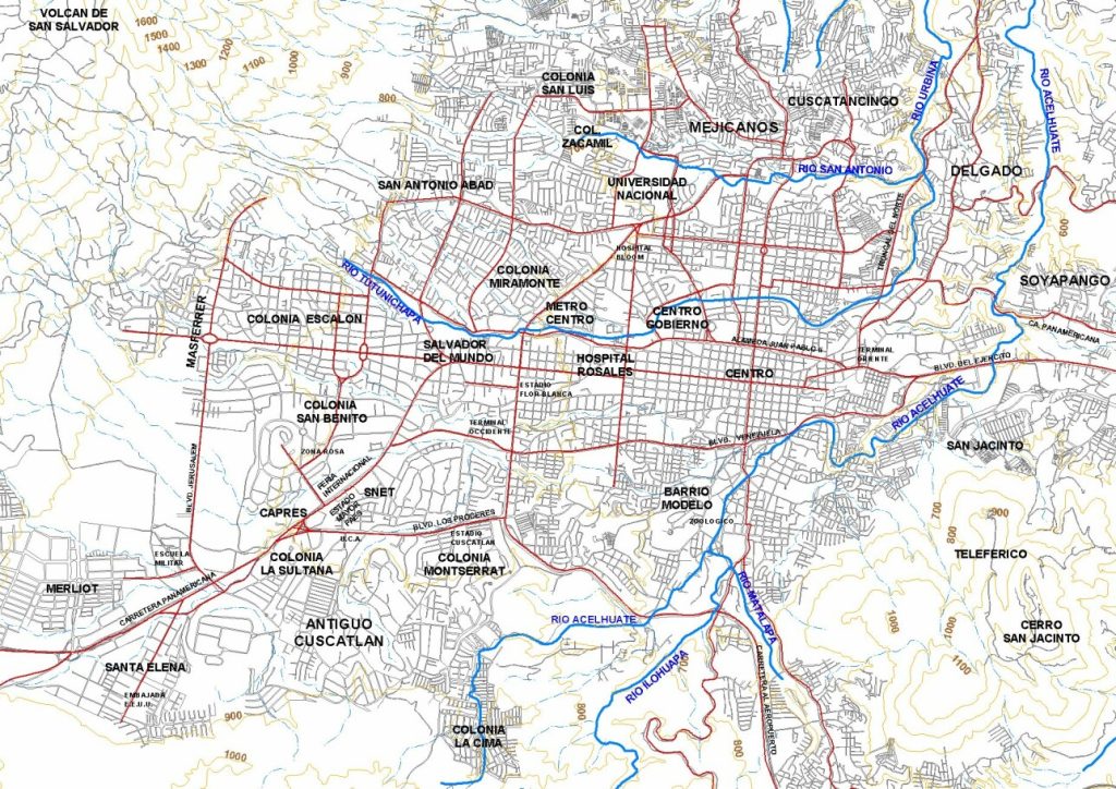 Plano de la ciudad de San Salvador (El Salvador).