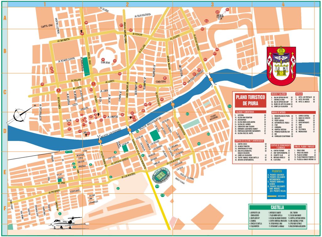 Plano tur&iacute;stico de la ciudad de Piura.