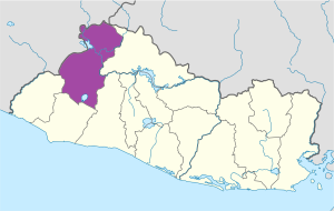 Mapa de ubicación del departamento de Santa Ana.