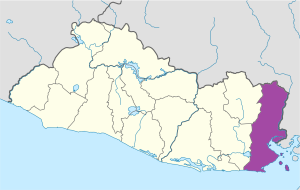 Mapa de ubicación del departamento de La Unión.