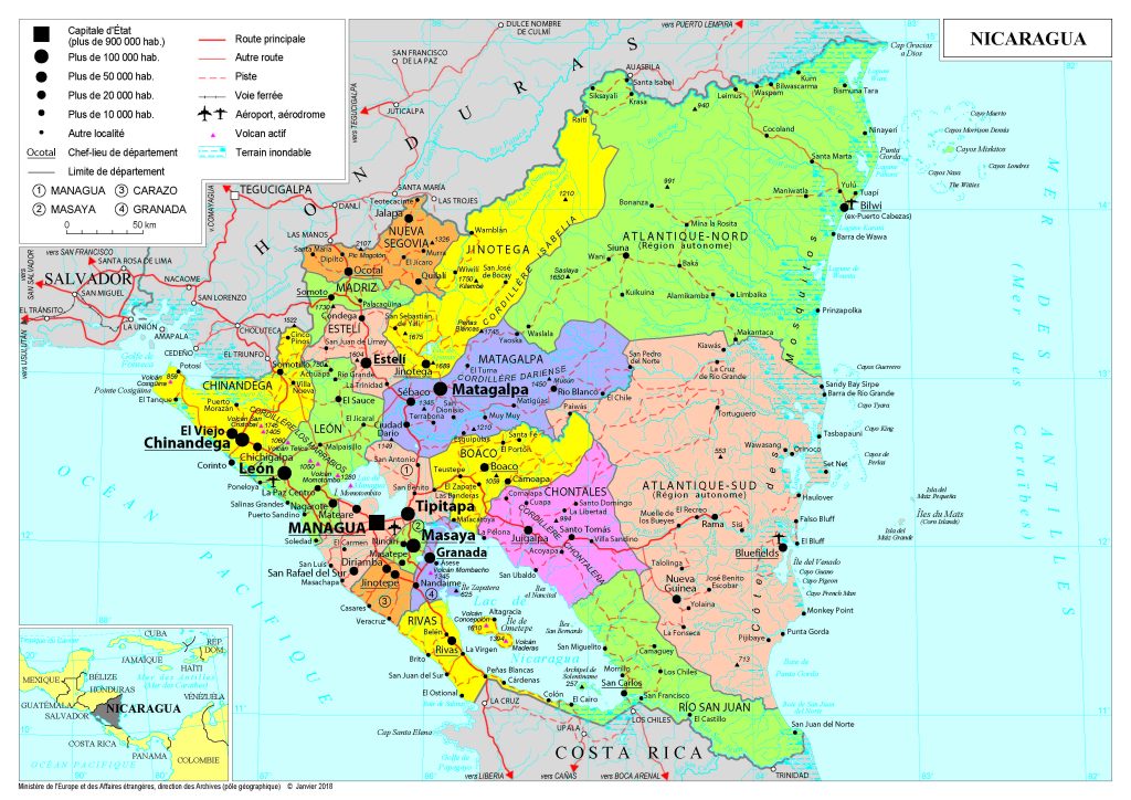 Mapa de Nicaragua.