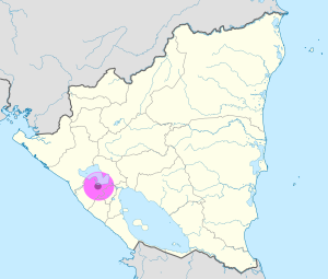 Mapa de ubicación de Managua en Nicaragua.