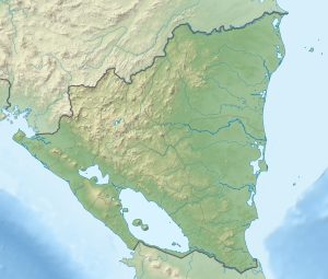 Mapa físico en blanco de Nicaragua.