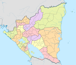 Mapa político y administrativo en blanco de Nicaragua.