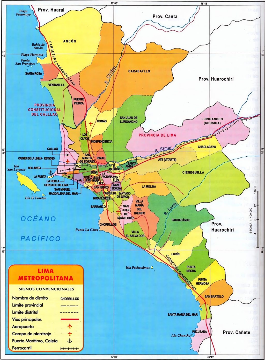 Mapa del &aacute;rea metropolitana de Lima-Callao.