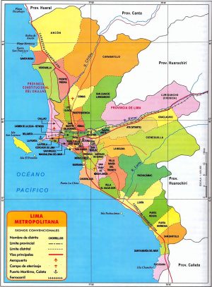 Mapa del &aacute;rea metropolitana de Lima-Callao