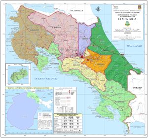 Mapa político de Costa Rica.