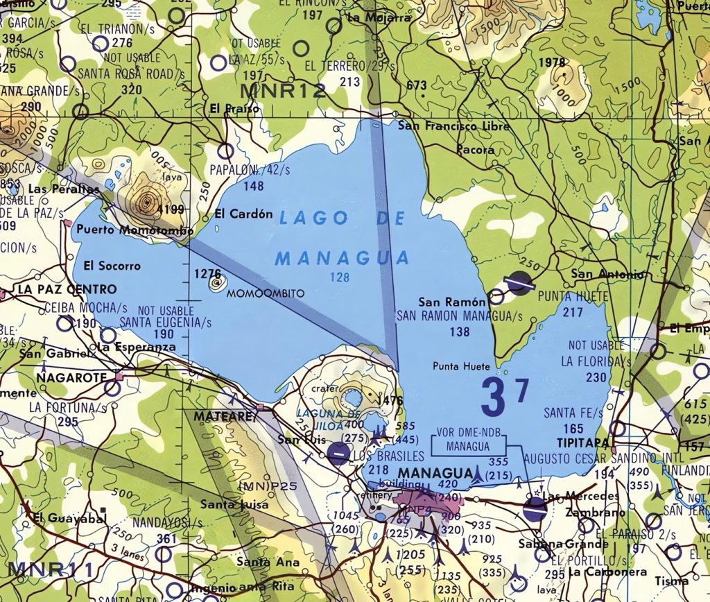 Mapa del lago Xolotlán.