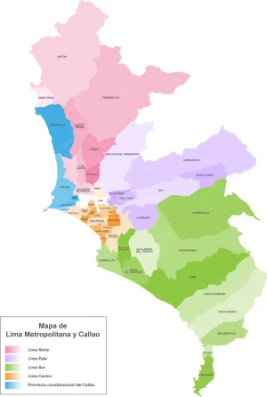 Distritos del &aacute;rea metropolitana de Lima-Callao
