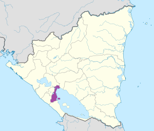 Mapa de ubicación del departamento de Granada en Nicaragua.