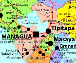Principales ciudades del departamento de Managua.