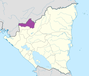 Mapa de ubicación del departamento de Nueva Segovia en Nicaragua.
