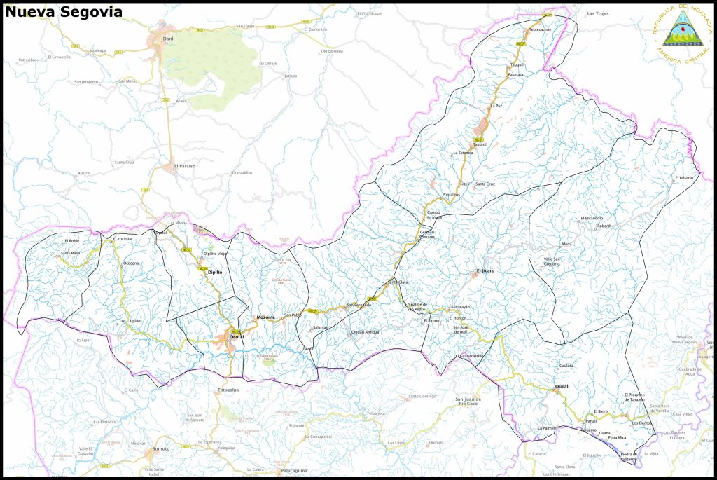 Mapa del departamento de Nueva Segovia.
