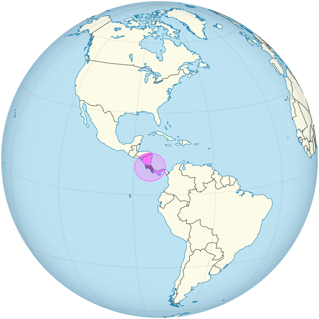 Mapa de ubicación de Costa Rica.