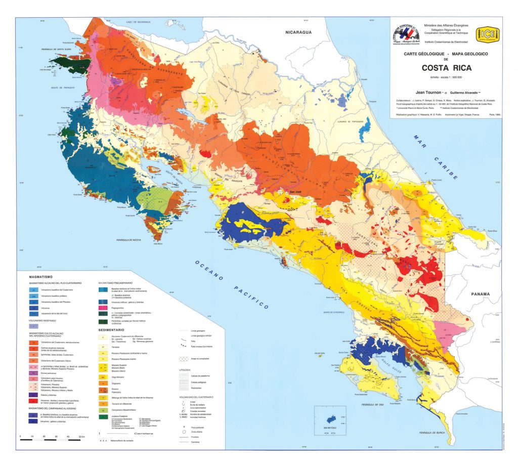 Mapa geológico de Costa Rica.