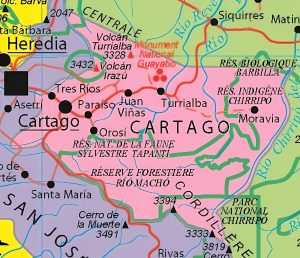 Principales ciudades de la provincia de Cartago.