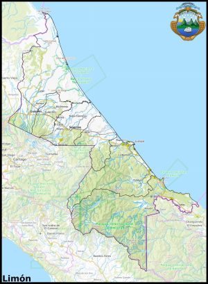 Mapa de la provincia de Limón