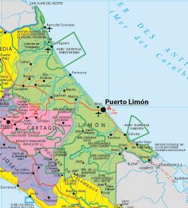 Principales ciudades de la provincia de Limón.