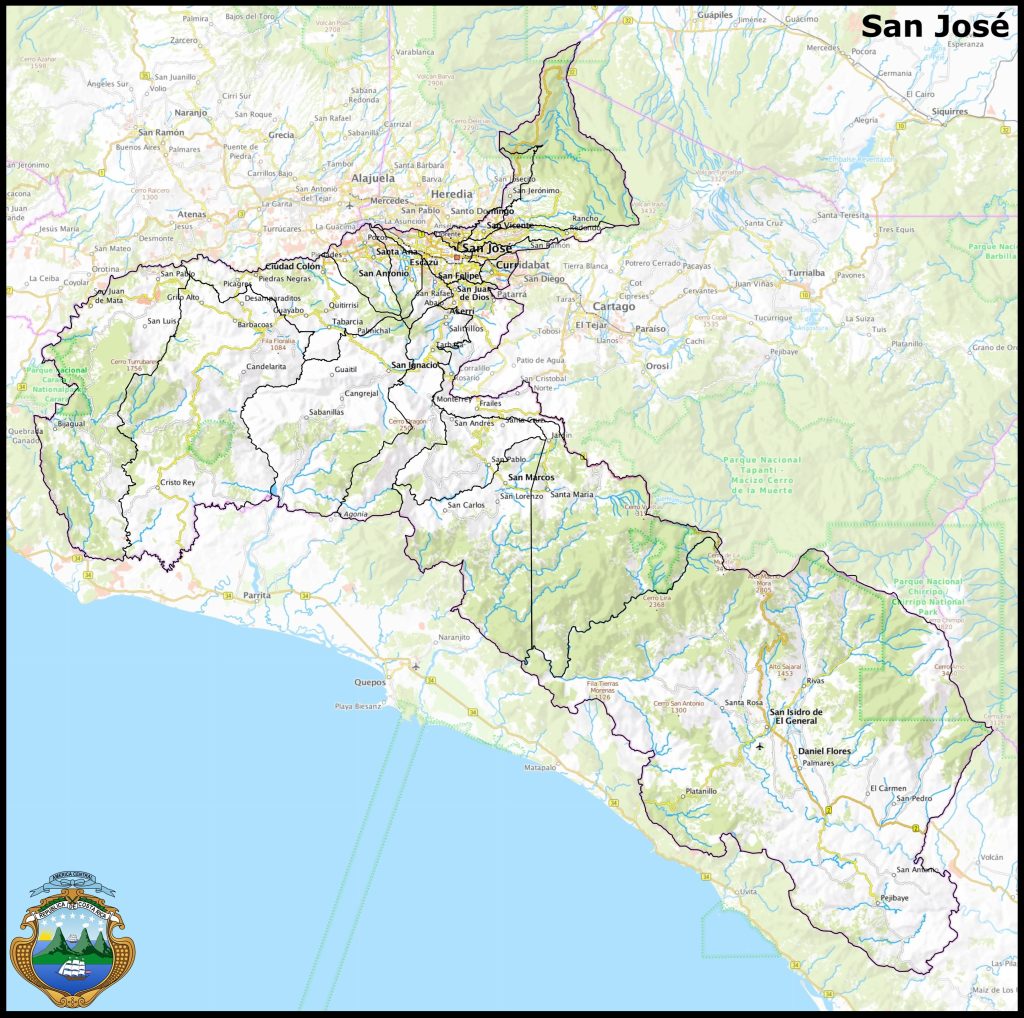 Mapa de la provincia de San José.