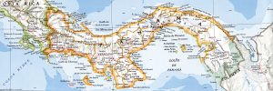 Mapa de Panamá, un país centroamericano ubicado en el Istmo de Panamá.