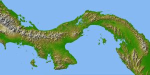 Mapa topográfico en blanco de Panamá.