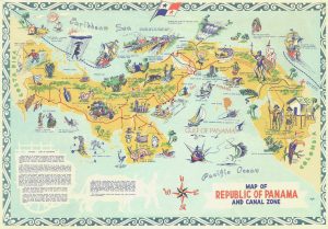 Antiguo mapa turístico de Panamá, fecha desconocida.