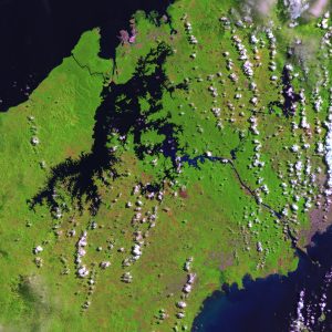 Imagen satelital del Canal de Panamá del 28 de mayo de 2002.