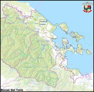 Mapa de la provincia de Bocas del Toro