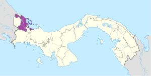 Mapa de ubicación de la provincia de Bocas del Toro en Panamá.