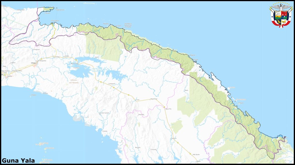 Mapa de la comarca Guna Yala.