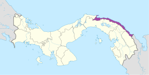 Mapa de ubicación de la comarca Guna Yala en Panamá.