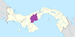 Mapa de ubicación de la provincia de Coclé en Panamá.