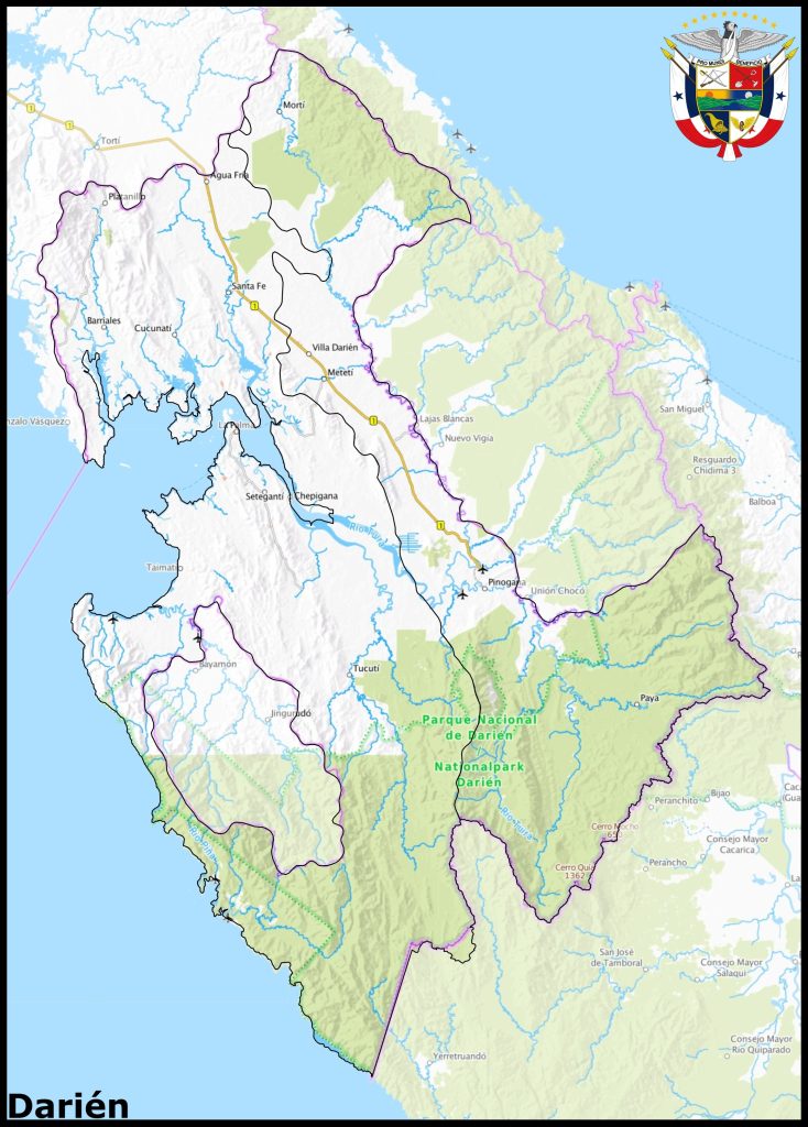 Mapa de la provincia de Darién.