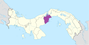 Mapa de ubicación de la provincia de Panamá Oeste en Panamá.
