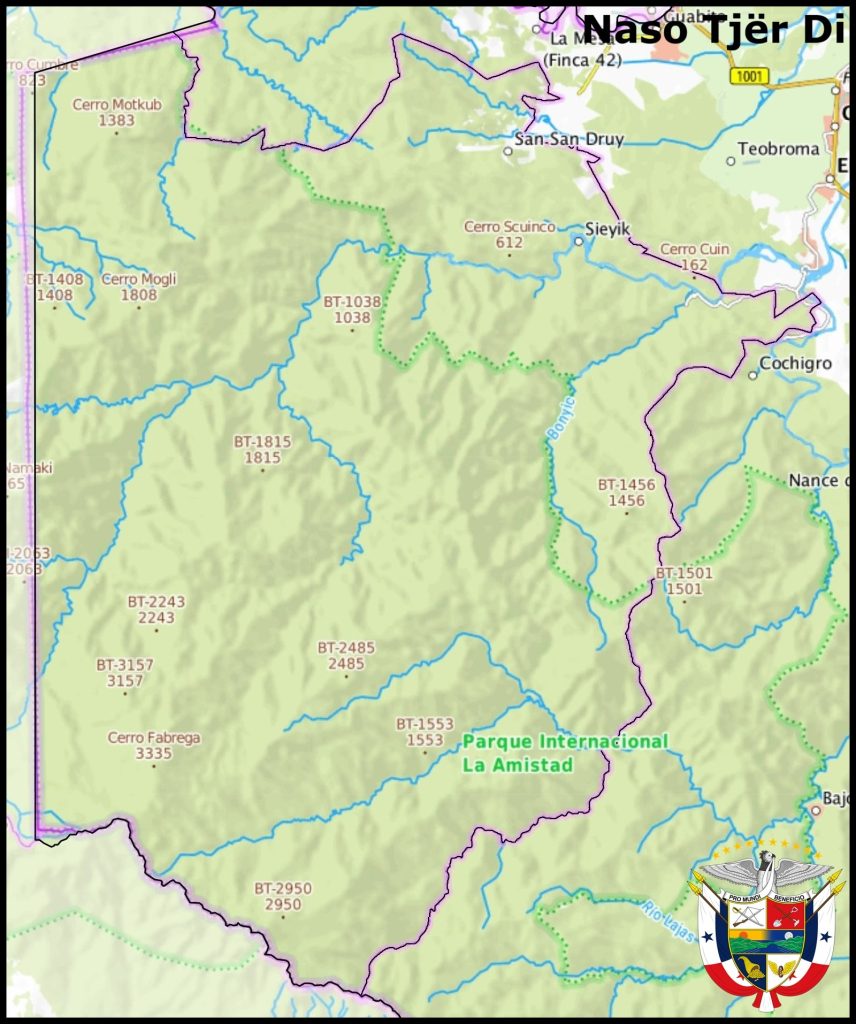 Mapa de la comarca Naso Tjër Di.