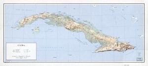 Mapa físico de Cuba de 1960 realizado por la CIA.