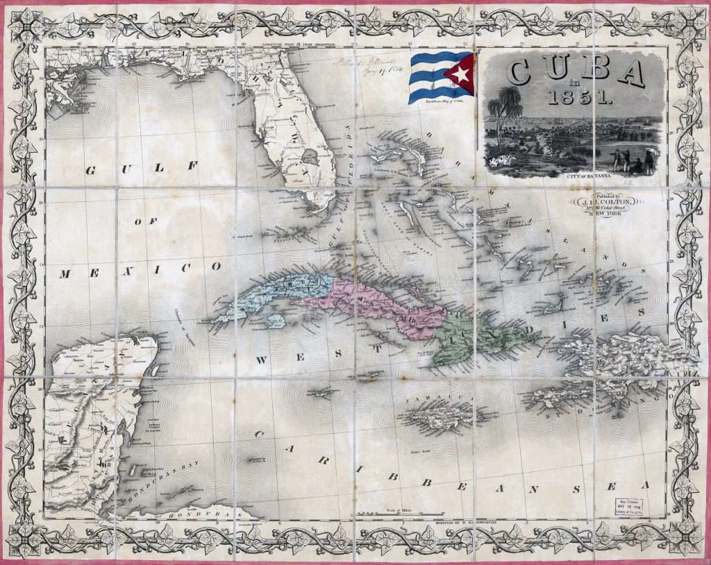 Mapa de Cuba en 1851.